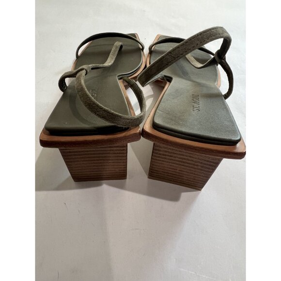 St. Agni Suede Strap Heel in Kelp - Picture 4 of 7